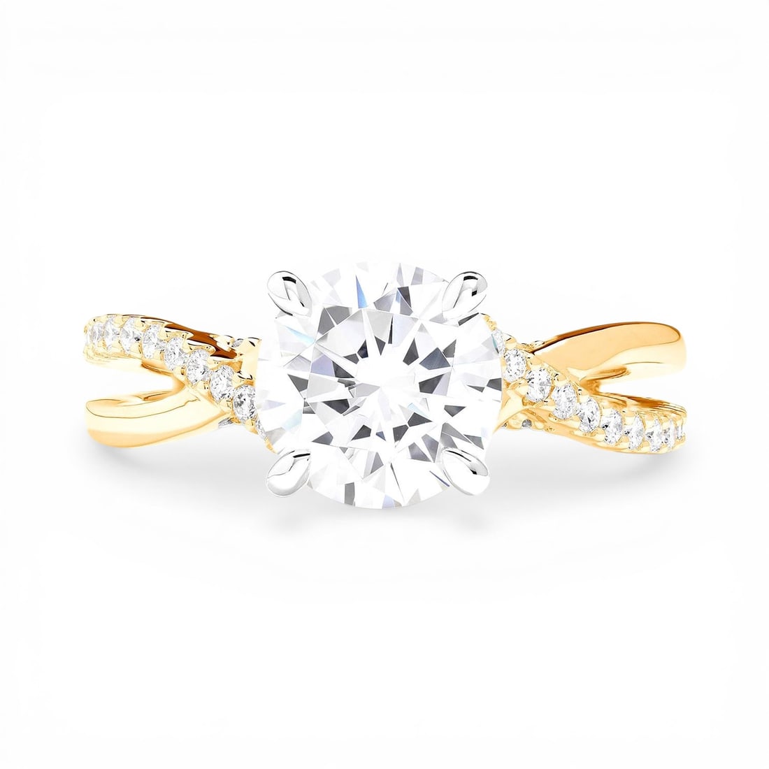 0.43 ctw White Diamond 14K Yellow & White Gold Engagement Ring: A testament to superior craftsmanship, this stunning Bypass ring featuring Natural Diamonds is unparalleled. Crafted with precision, the Bypass setting is seamlessly integrated into 4.3 grams of 14K Y