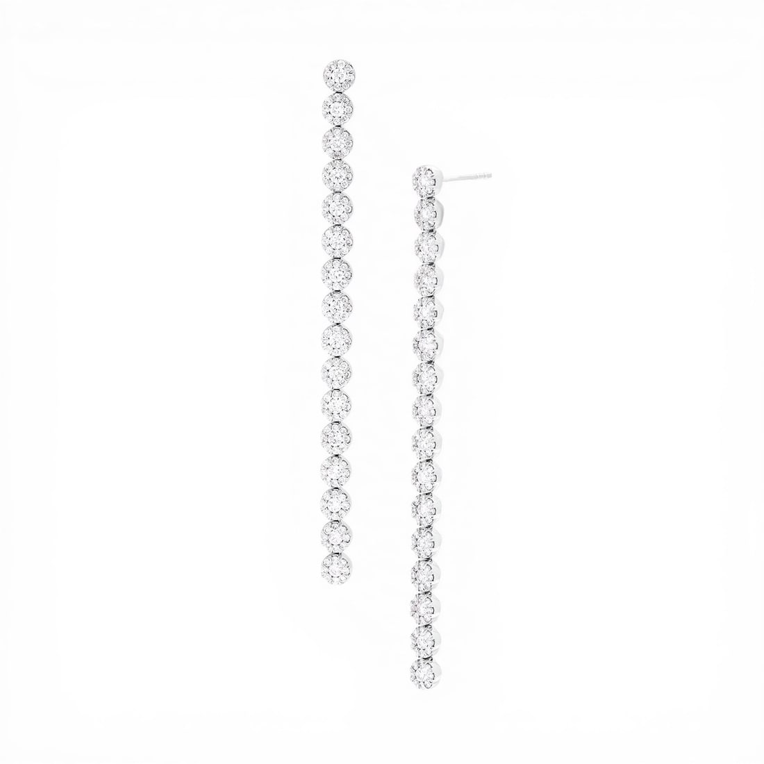 2.22 ctw White Diamond Cluster Drop 18K White Gold Earrings (1 of 3)
