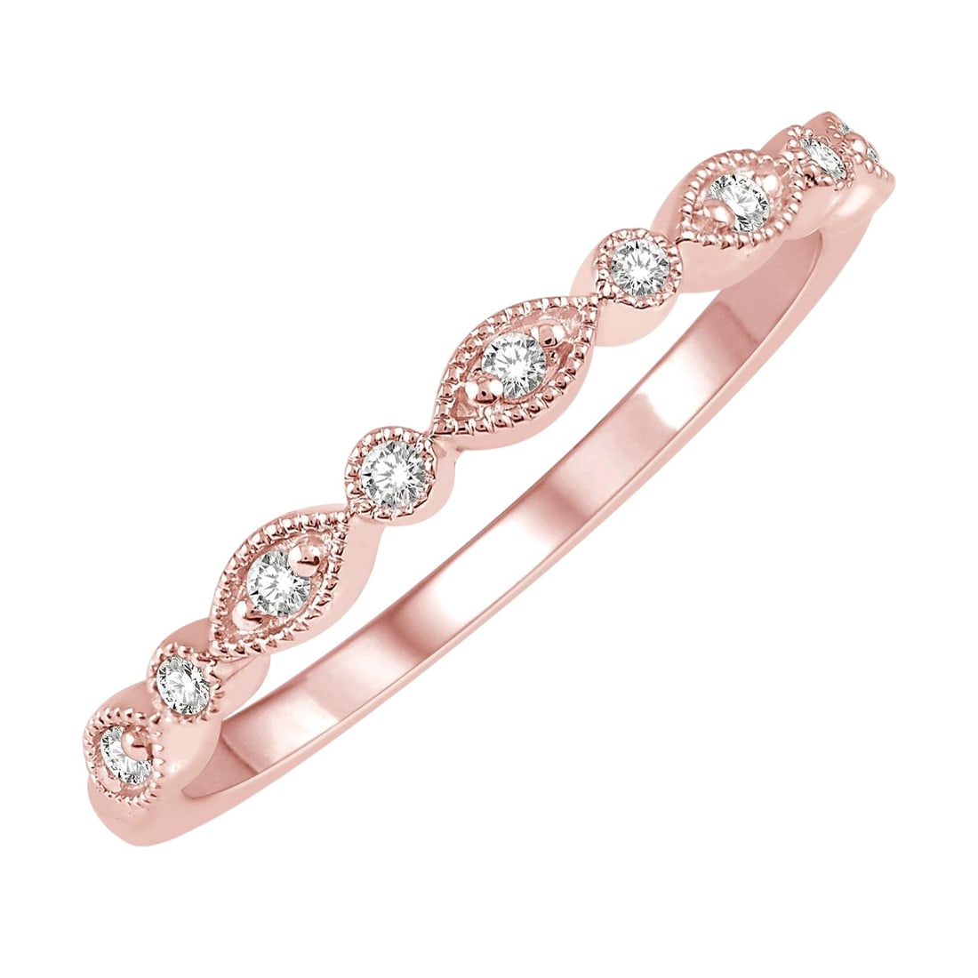 0.10 ctw Diamond Accent 14K Rose Gold Stackable Band Ring (1 of 3)