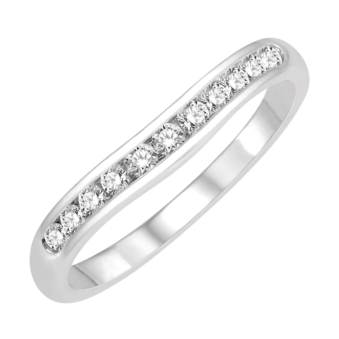 0.25 ctw White Diamond Inlay 14K White Gold Wedding Band: Rare and radiant, this elegant Inlay ring featuring Natural Diamonds offers a touch of the extraordinary. A detailed Channel-Set Band gallery secures the stones, rendered in 2.3 grams of lustrous 14K 