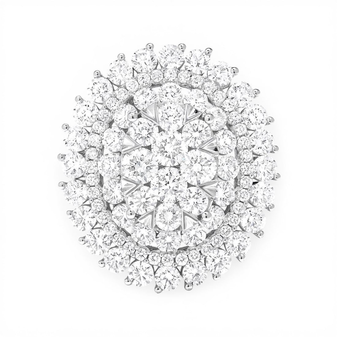 4.29 ctw White Diamond Fiori Cluster 18K White Gold Ring: Rare and radiant, this breathtaking Fiori ring featuring Natural Diamonds offers a touch of the extraordinary. Crafted with precision, the Cluster setting is seamlessly integrated into 10.0 grams of 1