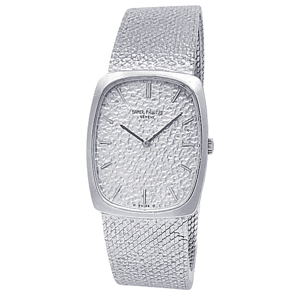 Patek Philippe Ellipse 3567/1 18k White Gold Silver Dial: The Patek Philippe Ellipse 3567/1 represents a masterpiece of mid-century design, characterized by its distinctive elliptical silhouette and harmonious proportions. This elegant timepiece features a s