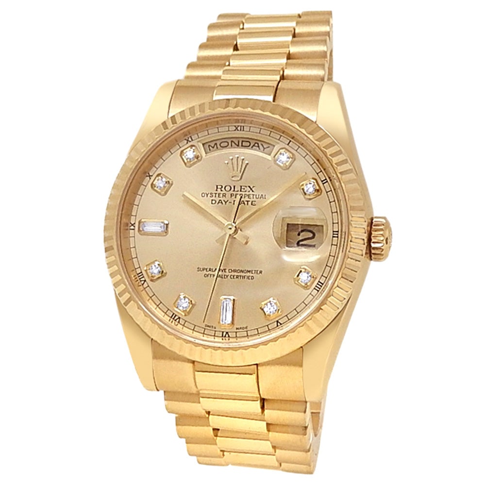 Rolex Day-Date 118238 18k Yellow Gold Champagne Diamond Dial (1 of 6)