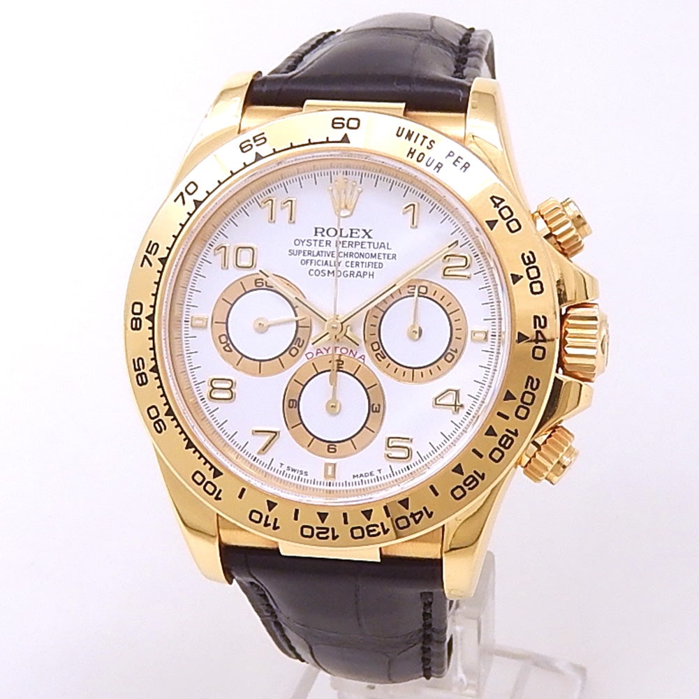 Rolex Zenith Daytona 16518 18k Yellow Gold White Dial: Experience the legendary heritage of the Rolex Zenith Daytona Reference 16518, a timepiece that represents a pivotal era in horological history. This exquisite model features a lustrous 18k yellow gol