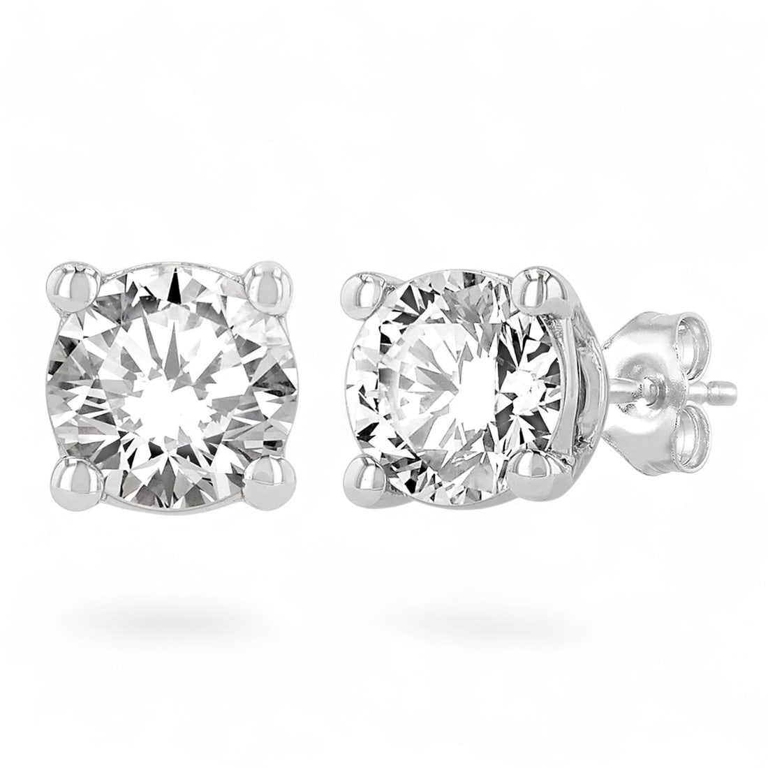 0.75 Ctw Round Stud White Diamond Modern 14K White Gold Earrings - Certified (1 of 3)