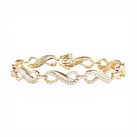 2.96 ctw Baguette & Round Diamond Infinity 18K Yellow Gold Bracelet