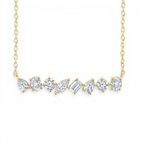 1.12 ctw Scatter Multi Cut Diamond 14k Yellow Gold Necklace