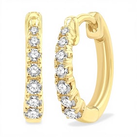 0.25 ctw Graduated Diamond 10K Yellow Gold Huggie Earrings