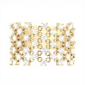 1.01 ctw White Diamond 18K Yellow Gold Wide Silk Ring