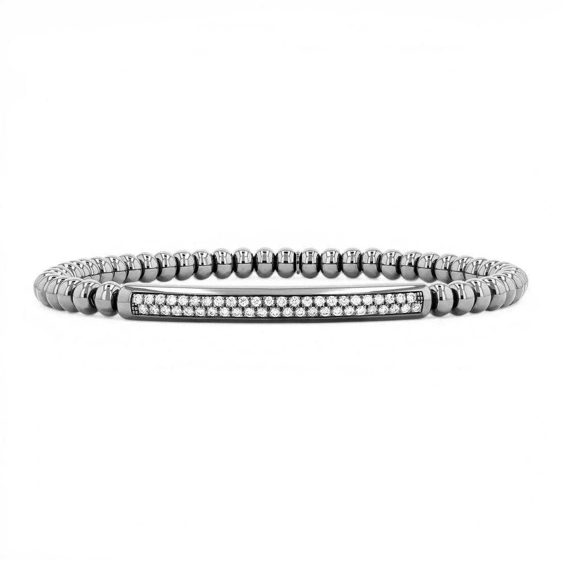 0.55 ctw White Diamond Pave Bar Stretch 18k White Gold Bracelet: Retail Value: $19,035 A vision of luxury, this stunning Pave Bar Stretch bracelet featuring White Diamond defines sophistication. Showcasing the gems in a Bar arrangement, the bracelet consists of 15.