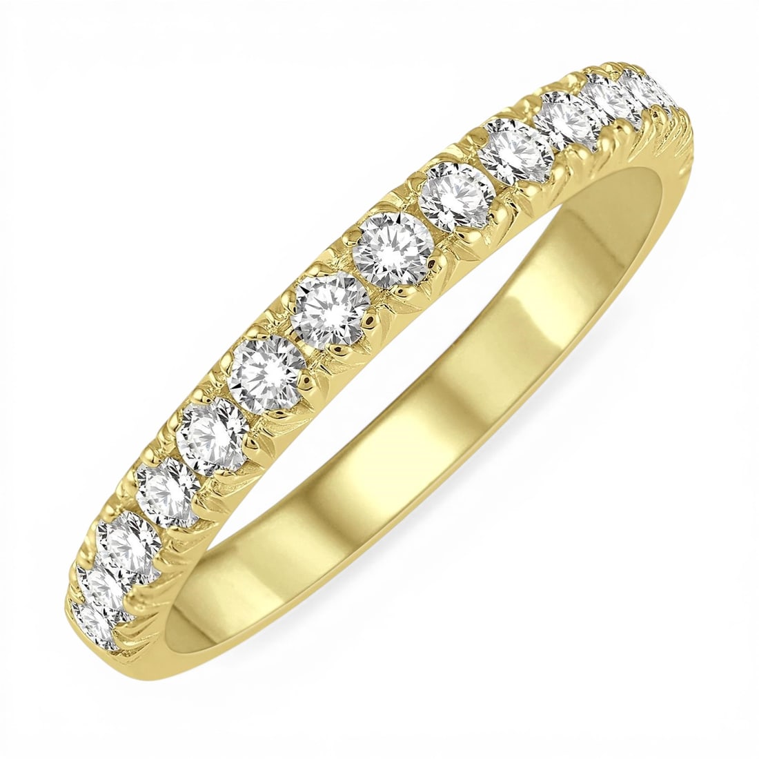 0.50 ctw Pave Set White Diamond 14K Yellow Gold Wedding Band Ring: Epitomizing grandeur, this elegant Wedding Band ring featuring White Diamond stands as a beacon of refined taste. A detailed Pave gallery secures the stones, rendered in 2.4 grams of lustrous 14K Yell