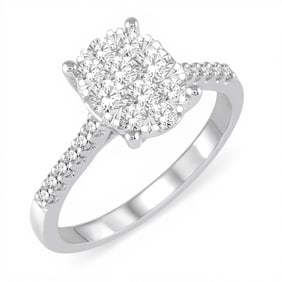 0.78 ctw Oval Cluster White Diamond 14K White Gold Ring
