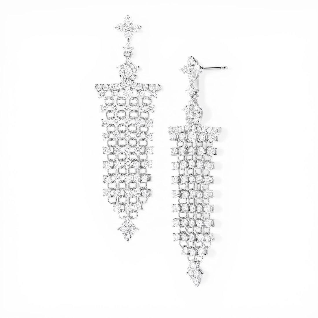 3.29 ctw White Diamond 18K White Gold Silk Floral Drop Earrings: Retail Value: $16,785 Defining modern elegance, this stunning Floral pair of earrings featuring White Diamond captures the essence of style. Crafted with precision, the Cluster setting is seamlessly i