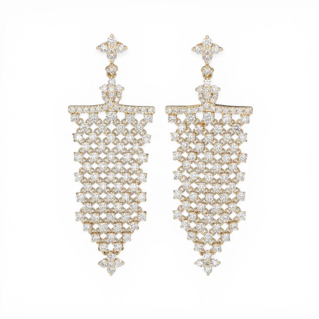 4.22 ctw White Diamond Silk 18K Yellow Gold Earrings: Retail Value: $20,625 Rare and radiant, this breathtaking Silk pair of earrings featuring White Diamonds offers a touch of the extraordinary. Securely held in a classic Drop Mounting design, the earri