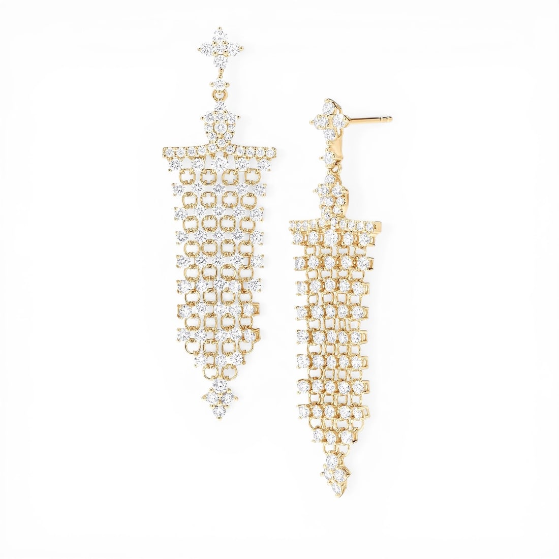3.29 ctw Diamond Silk Floral Drop 18k Yellow Gold Earrings: Retail Value: $16,785 An exquisite masterpiece of haute joaillerie, this exquisite Floral Drop pair of earrings featuring Natural Diamonds is a true treasure. Securely held in a classic Cluster design