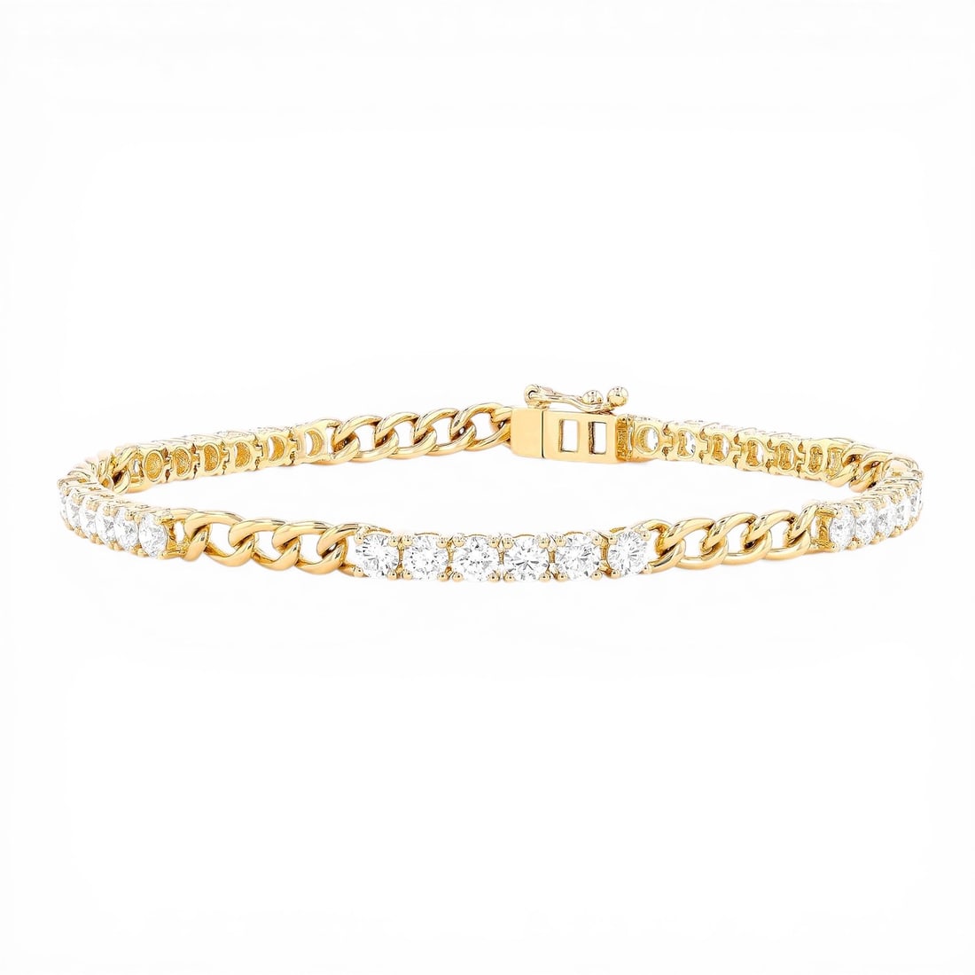 3.15 ctw White Diamond Link 18K Yellow Gold Bracelet: Retail Value: $17,430 Captured in a moment of brilliance, this magnificent Linq Link bracelet featuring Natural Diamonds speaks to the connoisseur. Showcasing the gems in a Shared Prong arrangement, t