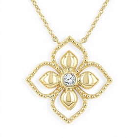 0.05 ctw Diamond Floral Medallion Bezel Set 10K Yellow Gold Pendant