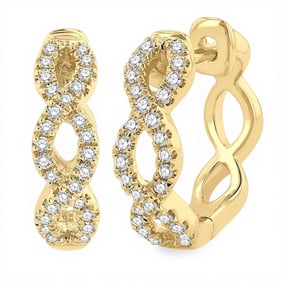 0.25 ctw Diamond Petite Twisted 10K Yellow Gold Earrings