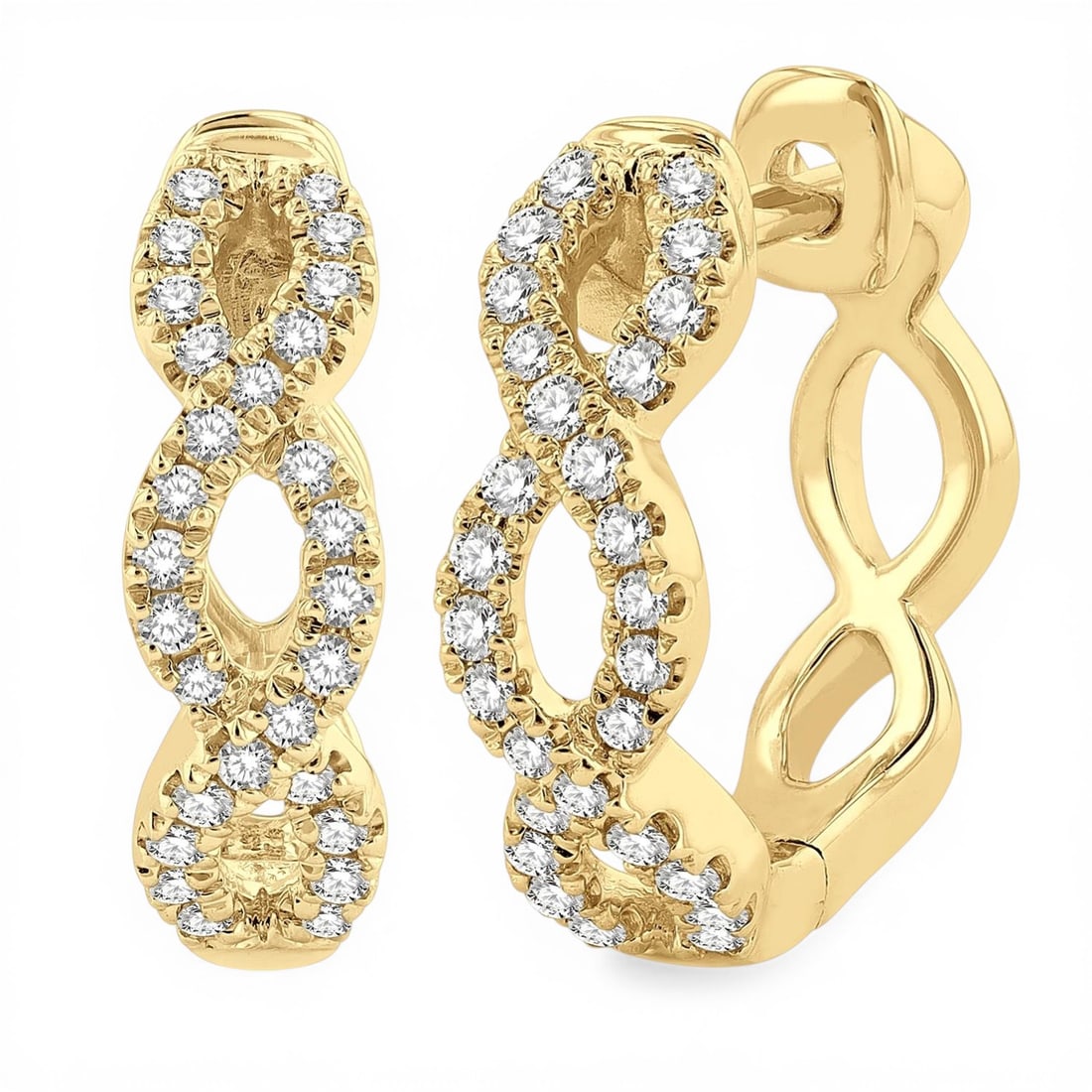 0.25 ctw Diamond Petite Twisted 10K Yellow Gold Earrings: A testament to superior craftsmanship, this stunning Twisted pair of earrings featuring White Diamond is unparalleled. Crafted with precision, the Huggie Hoop setting is seamlessly integrated into 2.7