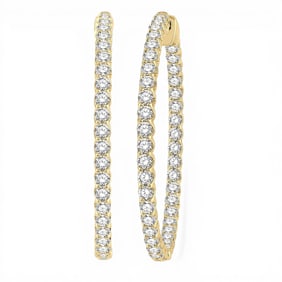 4.05 ctw Inside-Out Diamond 14K Yellow Gold Hoop Earrings