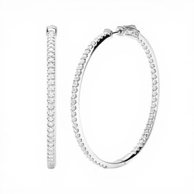 2.5 ctw Diamond 18K White Gold Hoop Earrings