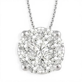 1.50 ctw Cluster Round Diamond 14K White Gold Pendant