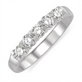 Five Stone 0.50 ctw Diamond 14K White Gold Band Ring