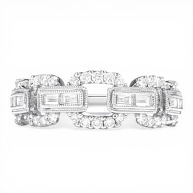 0.69 ctw Diamond Baguette Link 18K White Gold Band Ring