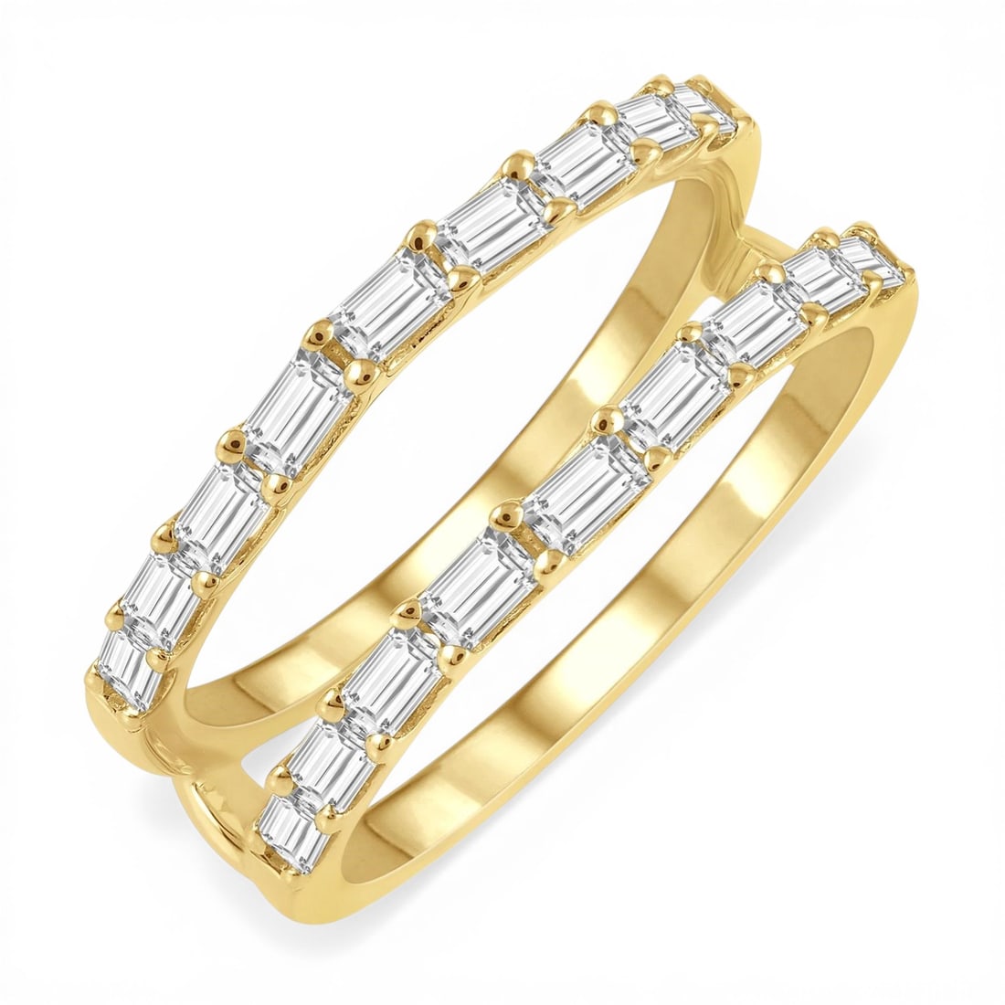0.81 ctw Baguette Diamond 14K Yellow Gold Insert Ring: Captured in a moment of brilliance, this stunning Baguette Diamond Insert ring featuring Natural Diamonds speaks to the connoisseur. Expertly mounted in a Insert/Guard Ring setting, the ring is crafte