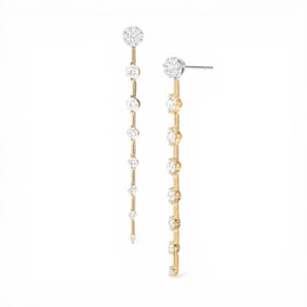 0.90 ctw White Diamond Flexi Drop Cluster 18K Yellow & White Gold Earrings