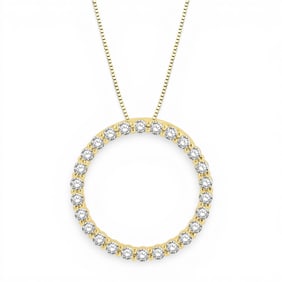 0.75 ctw Diamond Circle of Love 14K Yellow Gold Pendant Necklace