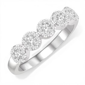 0.51 ctw White Diamond Cluster 14K White Gold Band Ring