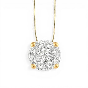 0.35 ctw Diamond Cluster 14K Yellow & White Gold Pendant