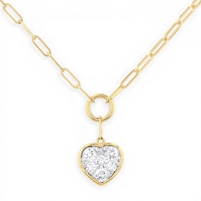 0.26 ctw Cluster Heart White Diamond 14K Yellow & White Gold Necklace