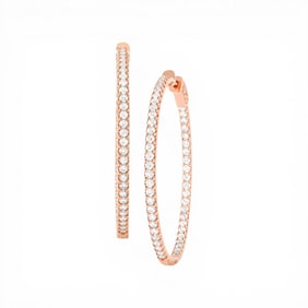 2.12 ctw White Diamond 18K Rose Gold Hoop Earrings
