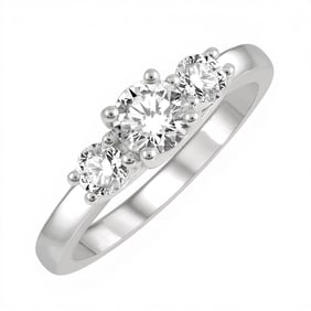 0.75 ctw Diamond Round Cut Three-Stone 14K White Gold Ring