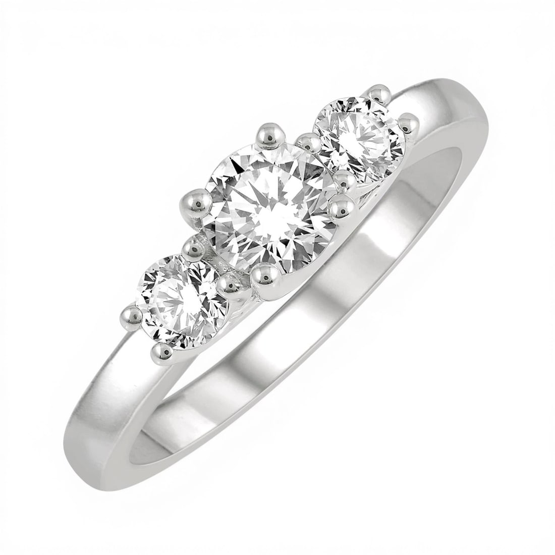 0.75 ctw Diamond Round Cut Three-Stone 14K White Gold Ring (1 of 3)