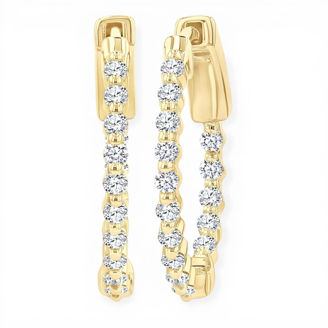 0.51 ctw Diamond 14K Yellow Gold Hoop Earrings: A vision of luxury, this stunning Inside-Out Hoop pair of earrings featuring White Diamond defines sophistication. Securely held in a classic Hoop design, the earrings are forged from 3.35 grams of hi