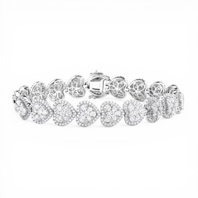 7.75 ctw Fiori Heart Diamond 18k White Gold Tennis Bracelet