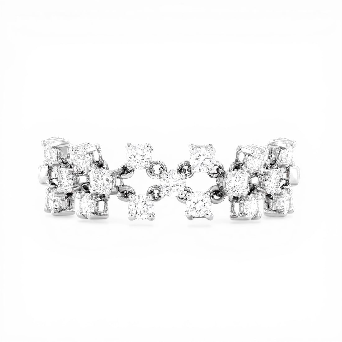 0.51 ctw Diamond Silk Thin Band 18k White Gold Ring: Retail Value: $3,675 Captured in a moment of brilliance, this elegant Silk Thin Band ring featuring White Diamond speaks to the connoisseur. A detailed Flexible Link Setting gallery secures the stones