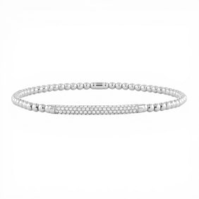0.56 ctw Diamond Pave Bar Stretch 18K White Gold Bracelet