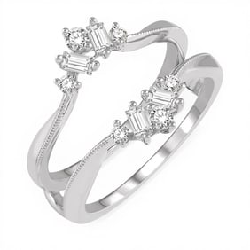 0.41 ctw Baguette & Round Diamond Insert 14k White Gold Ring