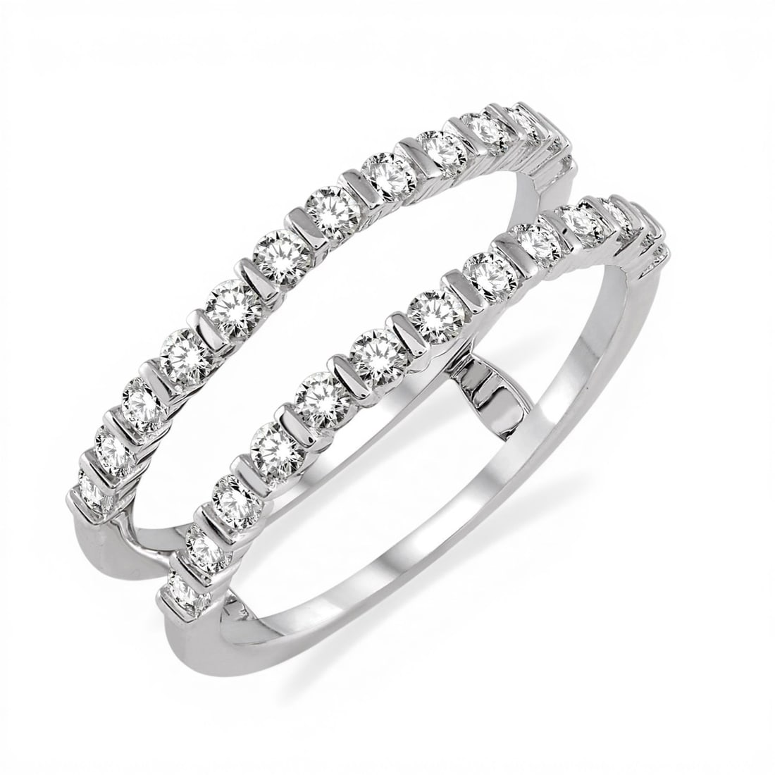 0.63 ctw Round Diamond 14K White Gold Insert Ring: Captured in a moment of brilliance, this breathtaking Insert ring featuring White Diamond speaks to the connoisseur. Securely held in a classic Insert design, the ring is forged from 3.0 grams of high