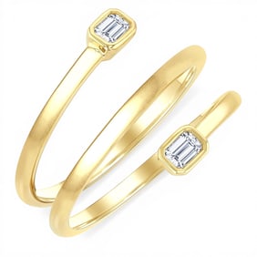 0.20 ctw White Diamond Split Double Coil 14K Yellow Gold Ring