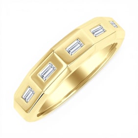 0.15 ctw Baguette Diamond Geometric 14K Yellow Gold Band Ring