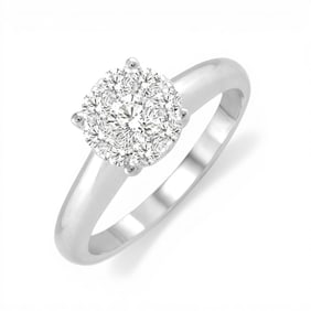 0.12 ctw Cluster White Diamond 14K White Gold Ring