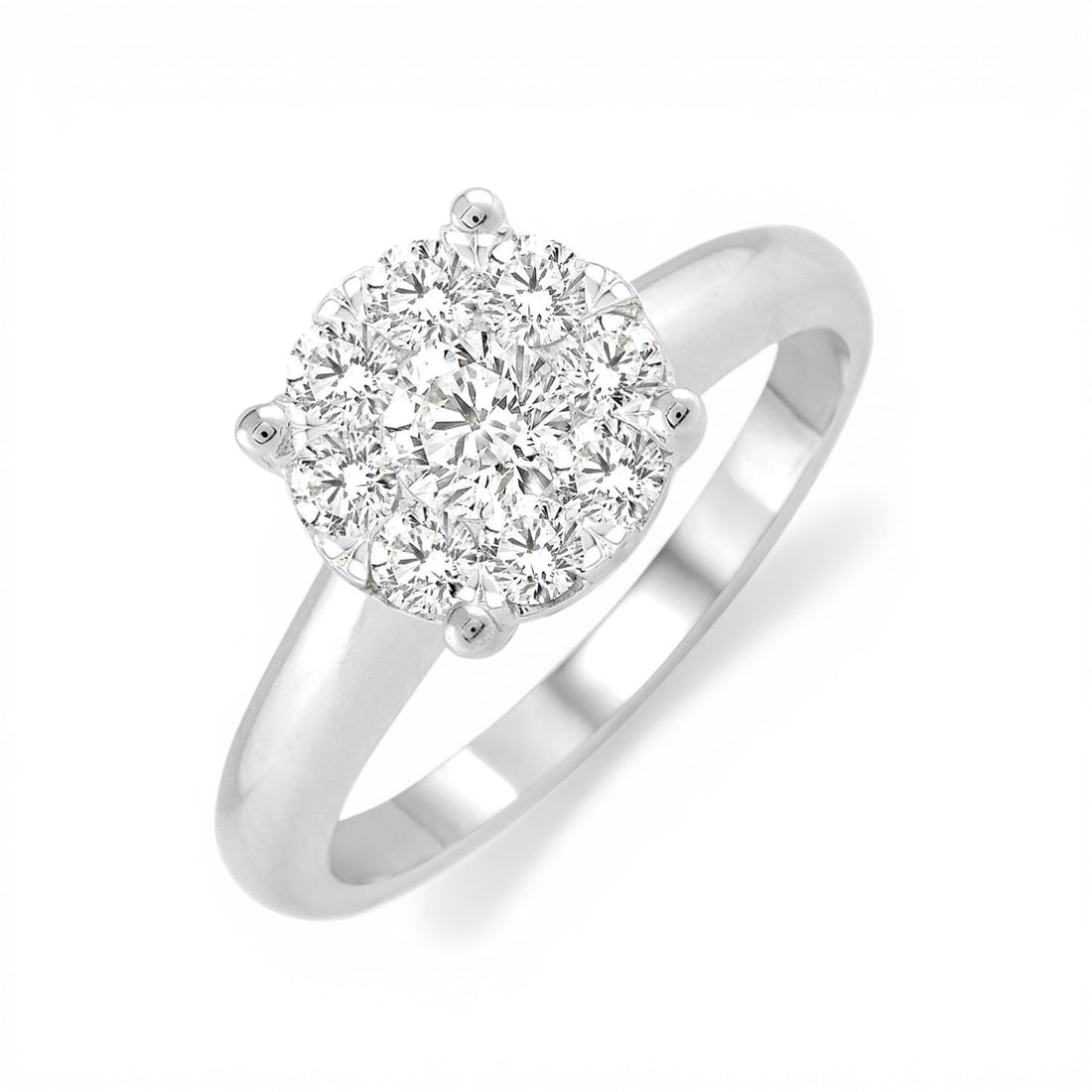 0.35 ctw Cluster Diamond 14K White Gold Engagement Ring: Defining modern elegance, this stunning Cluster ring featuring White Diamond captures the essence of style. Expertly mounted in a Cluster setting, the ring is crafted in 2.5 grams of solid 14K White G