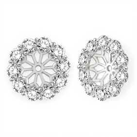 2.0 ctw Round Diamond Floral Earring Jackets in 14K White Gold