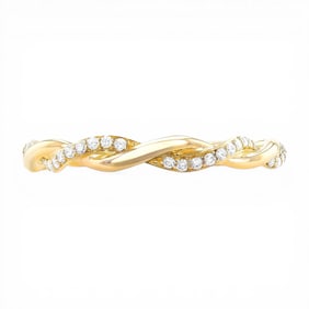 0.17 ctw White Diamond Twist Band 14k Yellow Gold Ring