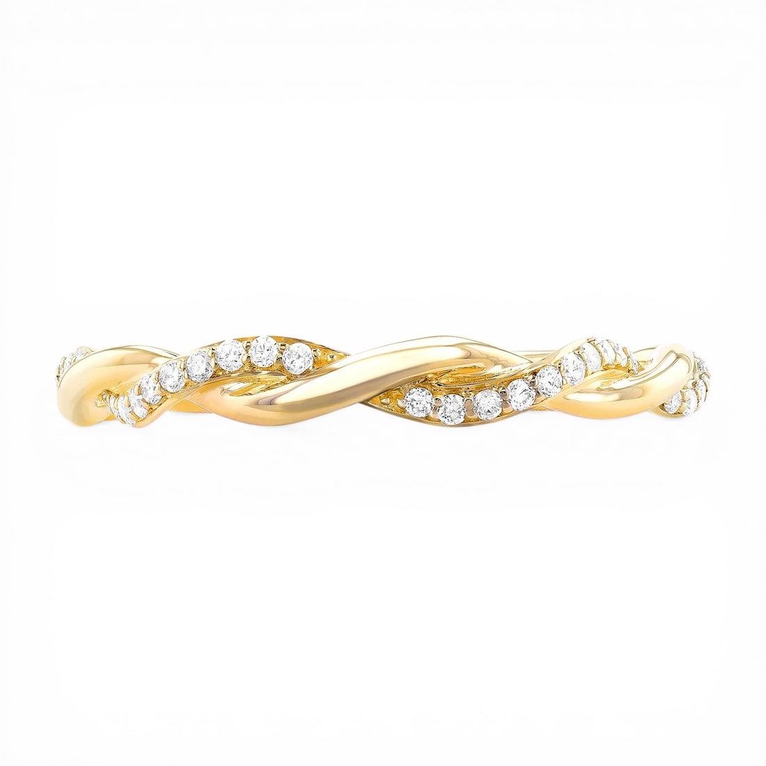 0.17 ctw White Diamond Twist Band 14k Yellow Gold Ring: Retail Value: $1,770 Captured in a moment of brilliance, this elegant Twist Band ring featuring White Diamond speaks to the connoisseur. Expertly mounted in a Twist Band setting, the ring is crafted i